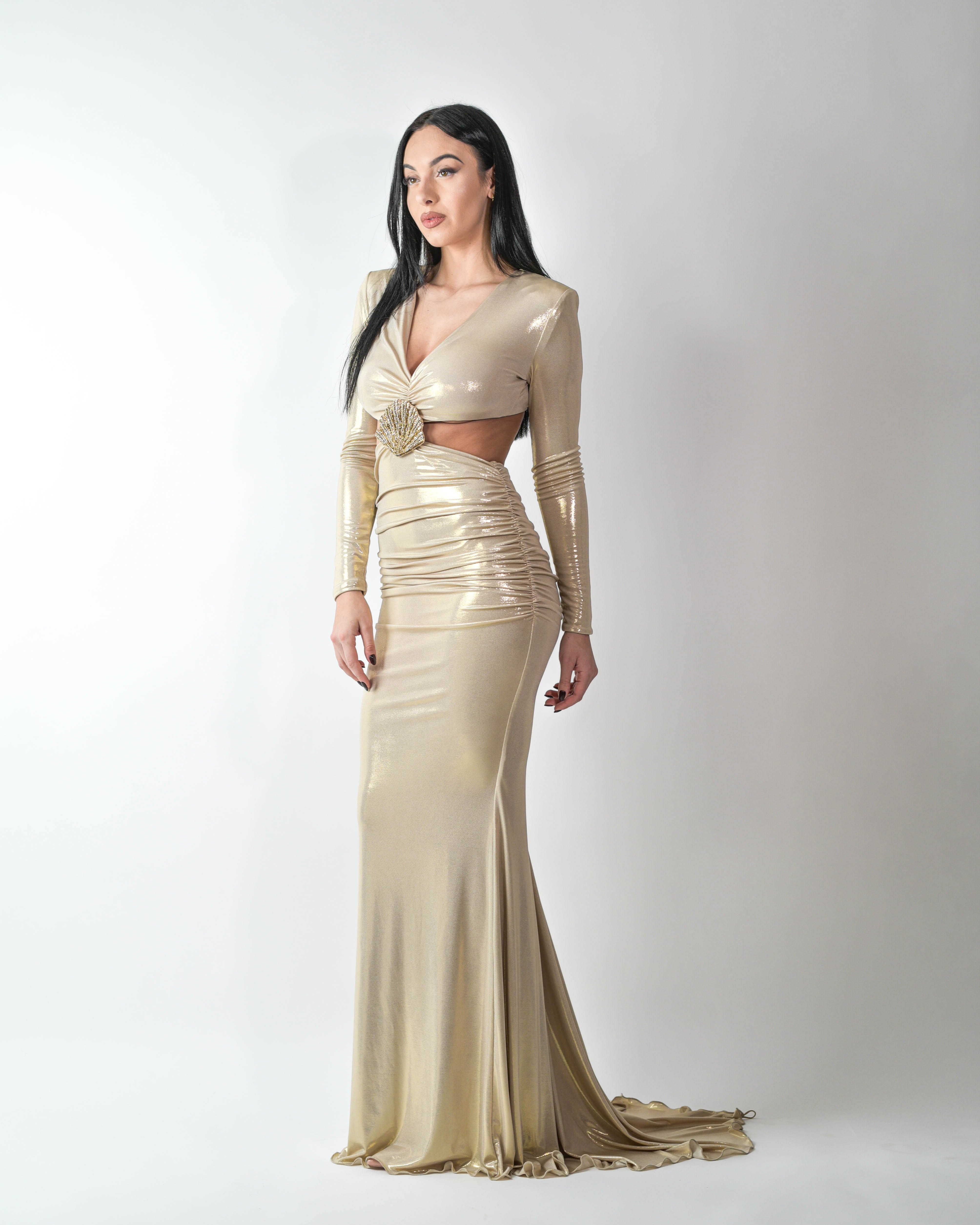 Abito Da Cerimonia Color Oro Sposa Champagne Abito Sposa Color Oro