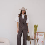 Pantaloni Ampi Gessati - So Allure - D6034D