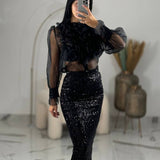 Gonna midi in paillettes - Soallure - Art S55017A